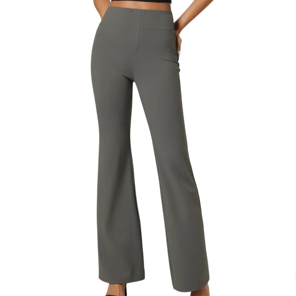 HALARA Flex High Waist Flare Work Pants Taupe Gray Sizes S NWT